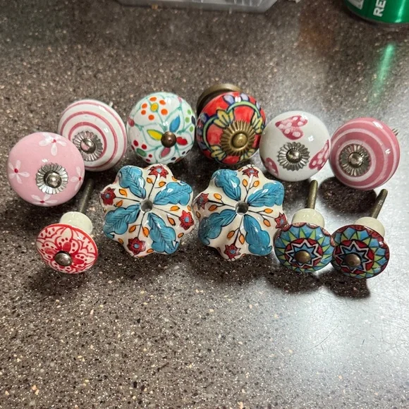 11 Colorful Ceramic Drawer Knobs Set - Picture 2 of 12